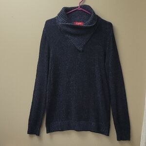 Guess Dark Navy Textured Zip Funnel-Neck Sweater